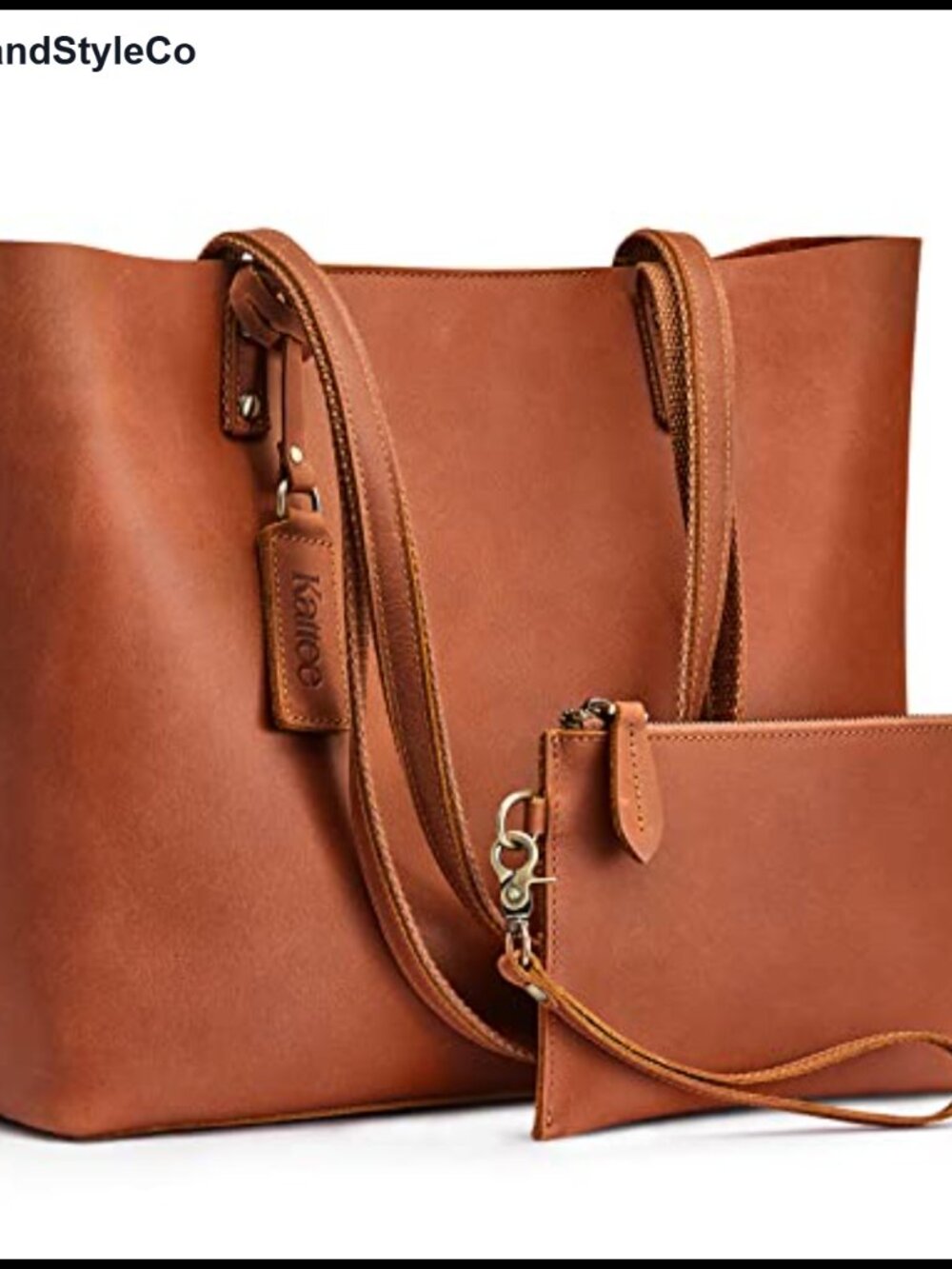 Top Grain Crazy Horse Leather Tote Bag Set Satchel Shoulder Bag
